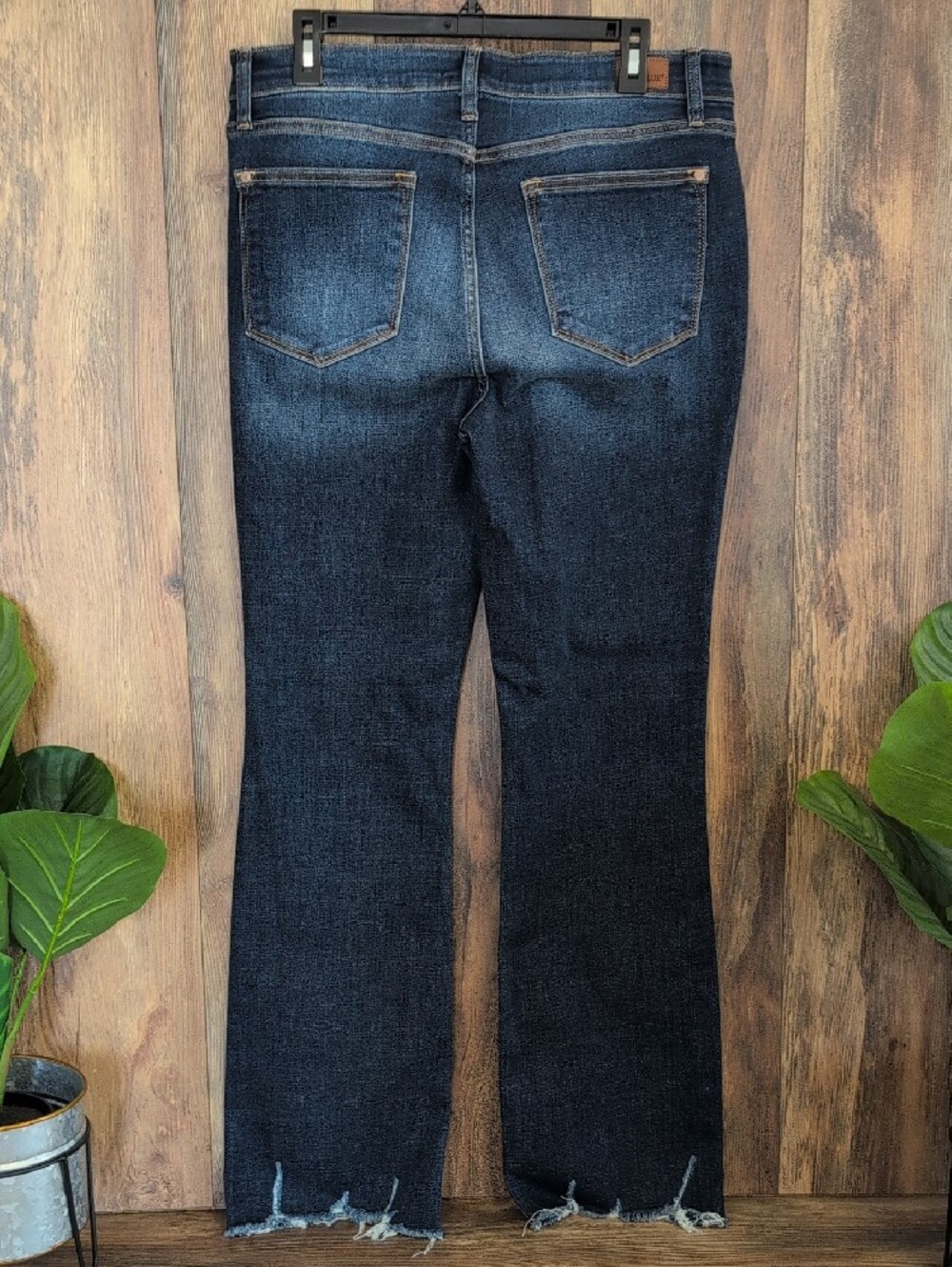 Judy Blue Dark Indigo Boot Cut Jeans with Frayed Hem 15/32 W286 - Picture 1 of 9